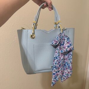 Steve Madden handbag/crossbody with floral scarf, light blue